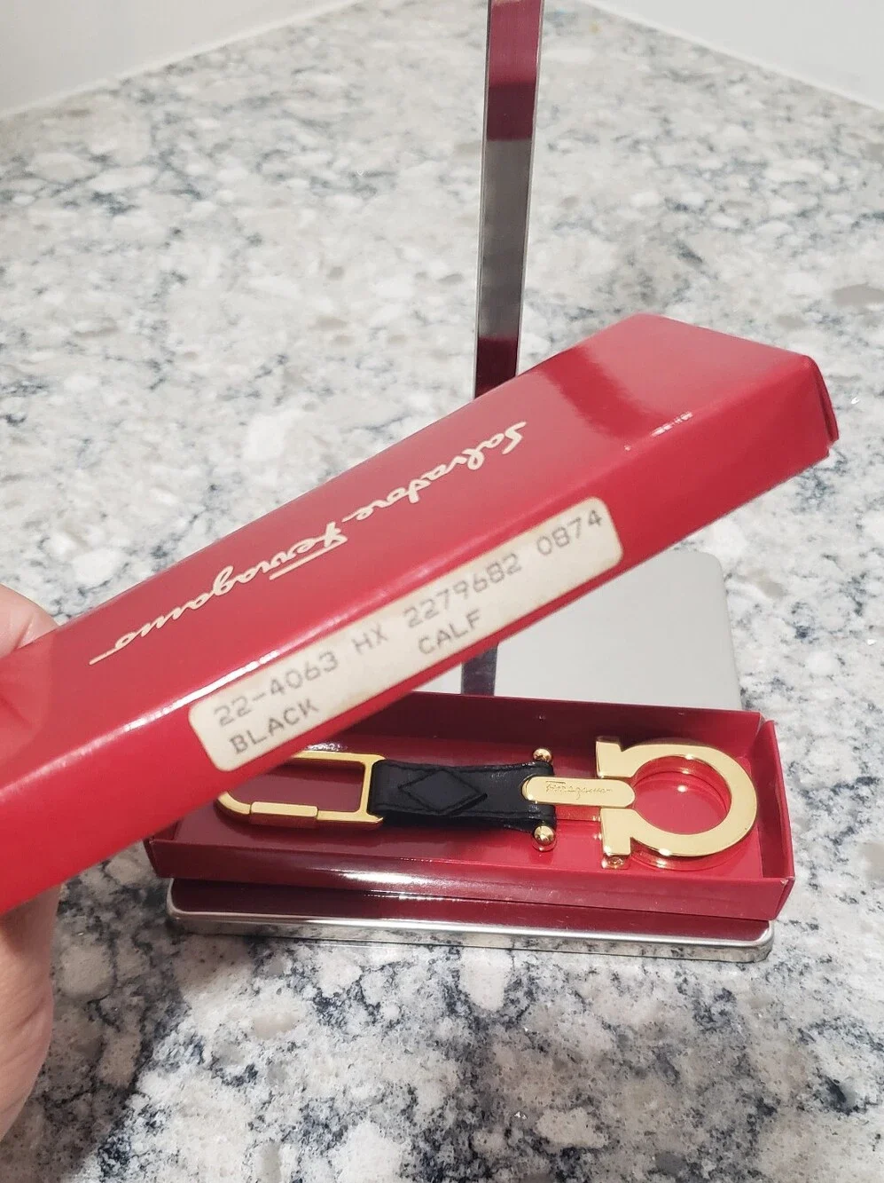 Salvatore Ferragamo Gancini Leather Keychain
